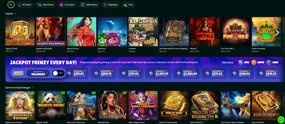 Reblz Casino logo og spillutvalg